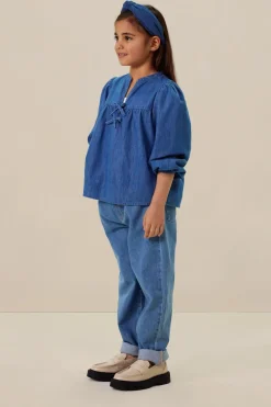 Blauwe denim pull on broek