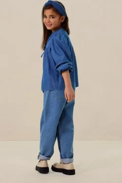 Blauwe denim pull on broek