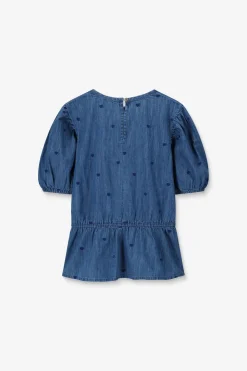 Blauwe denim top met embroidery