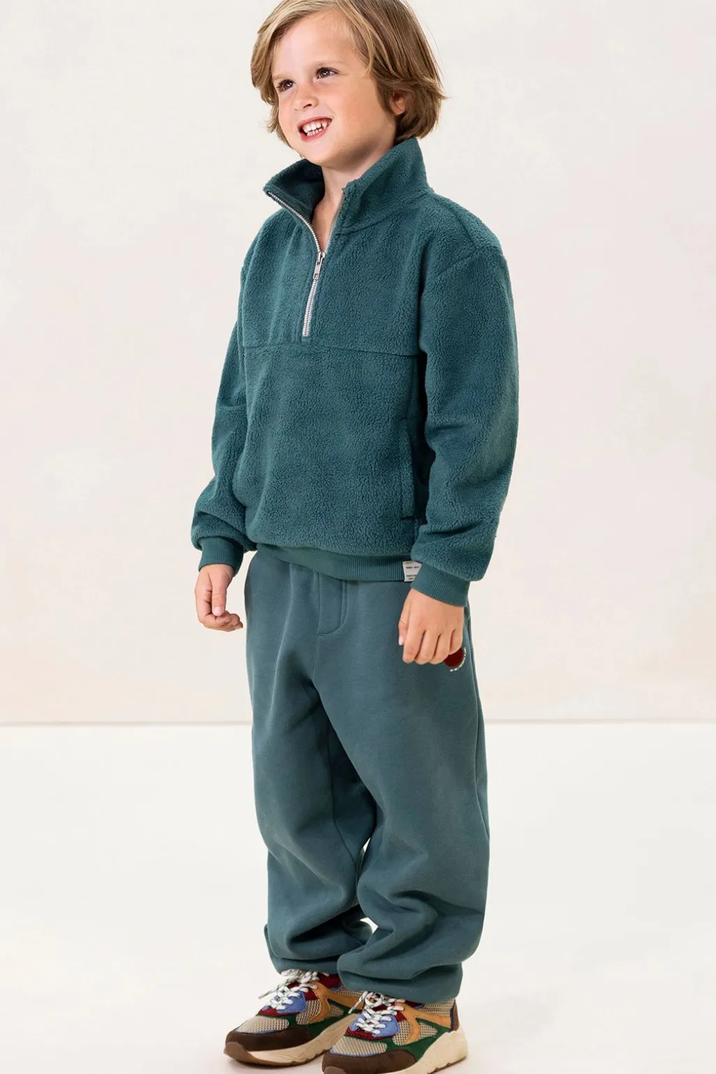 Blauwe fleece sweater met rits
