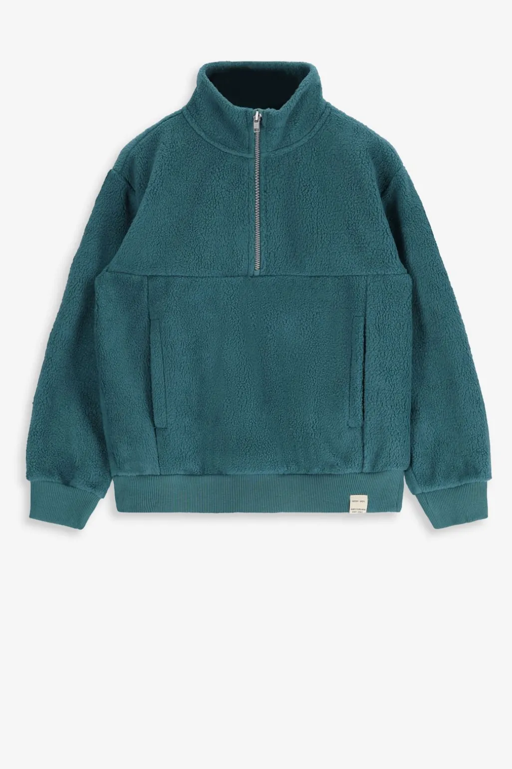 Blauwe fleece sweater met rits