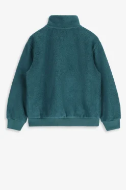 Blauwe fleece sweater met rits