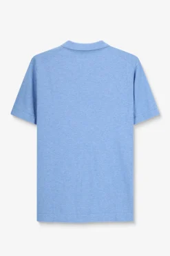 Blauwe gebreide polo