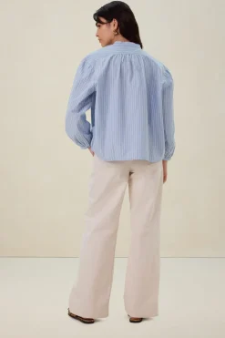 Blauwe gestreepte blouse