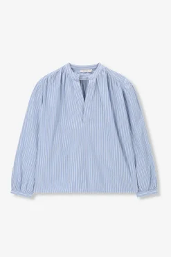 Blauwe gestreepte blouse