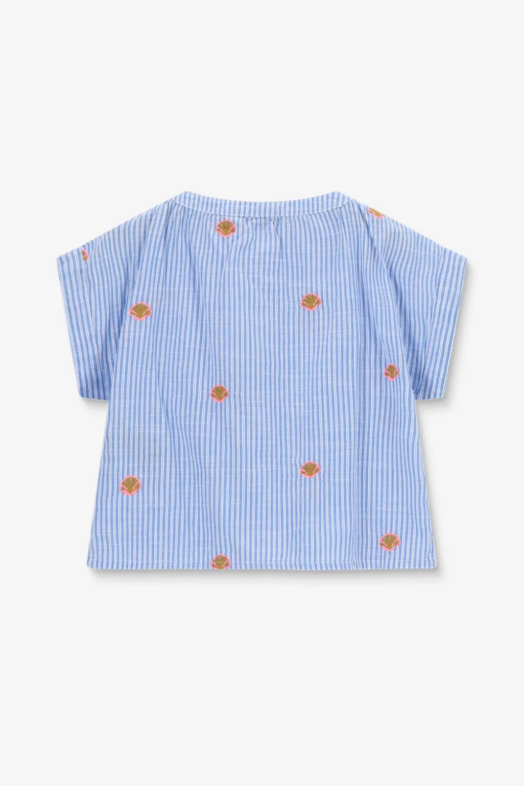Blauwe gestreepte blouse met embroidery