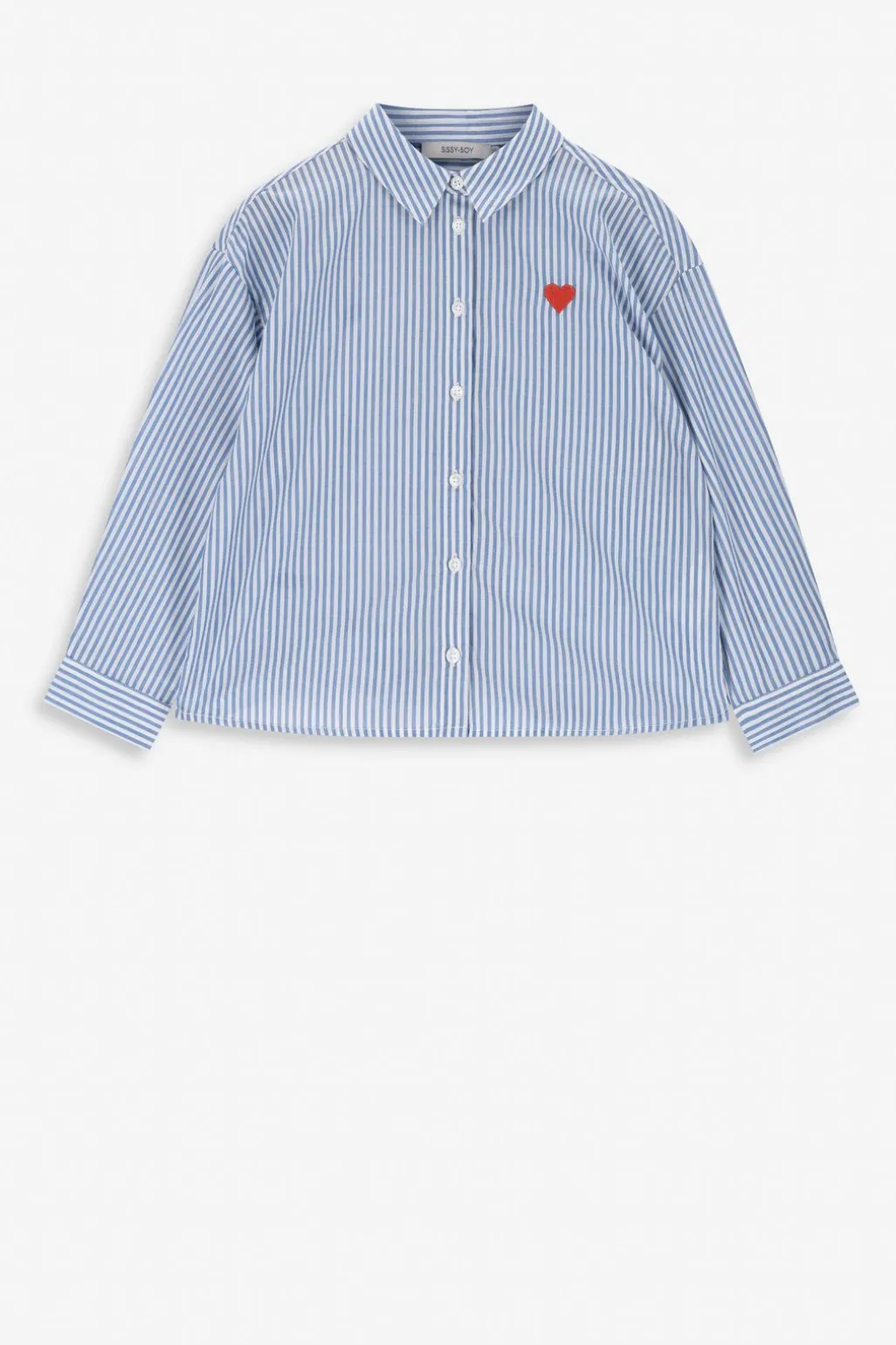 Blauwe gestreepte blouse met hartje