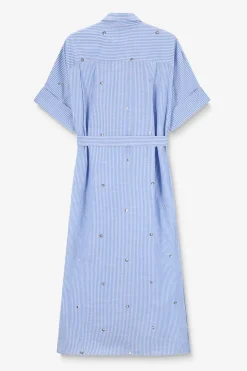 Blauwe gestreepte jurk met pailletten