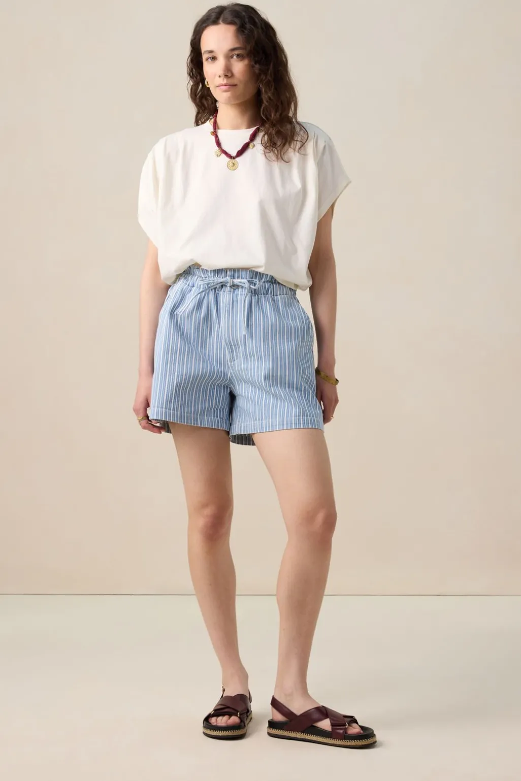 Blauwe gestreepte shorts