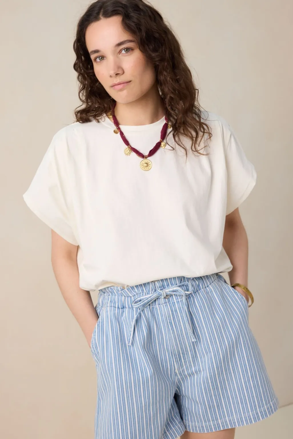 Blauwe gestreepte shorts