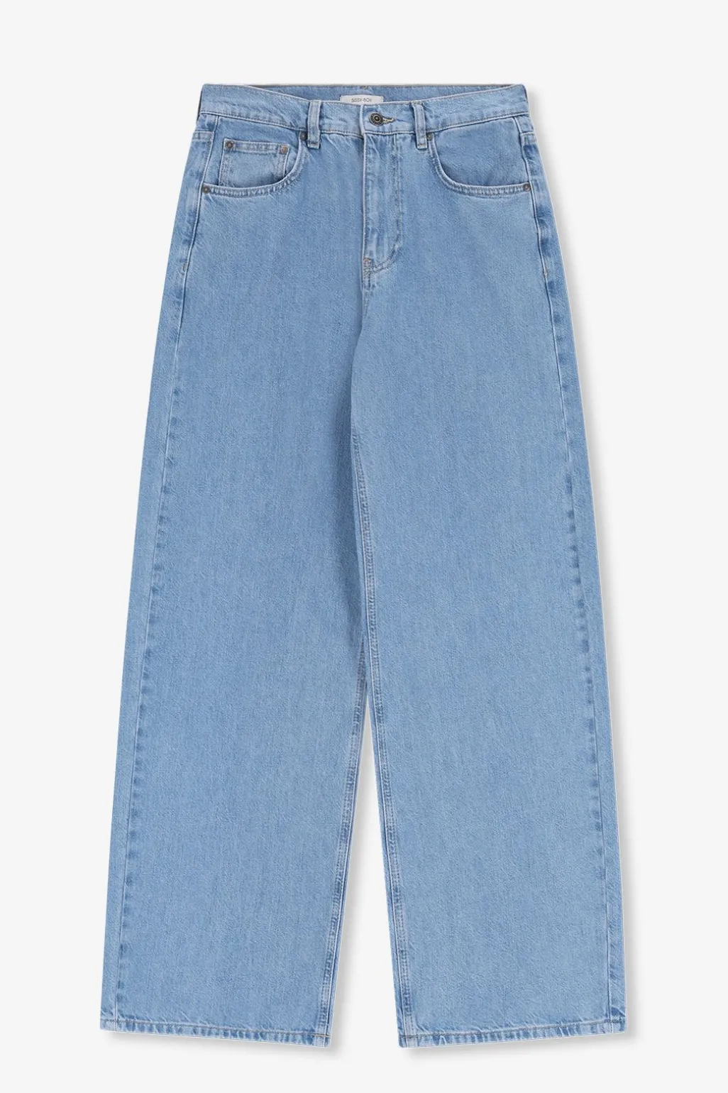 Blauwe high waist curved leg jeans