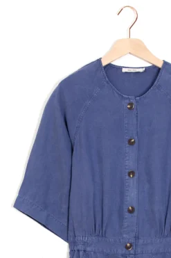 Blauwe jumpsuit met knopen