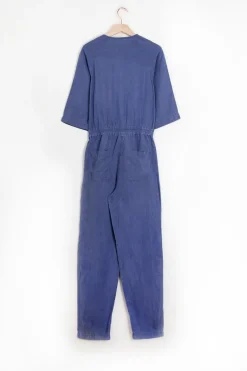 Blauwe jumpsuit met knopen
