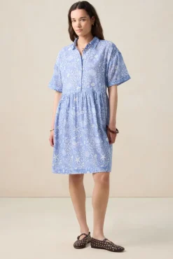 Blauwe jurk met print