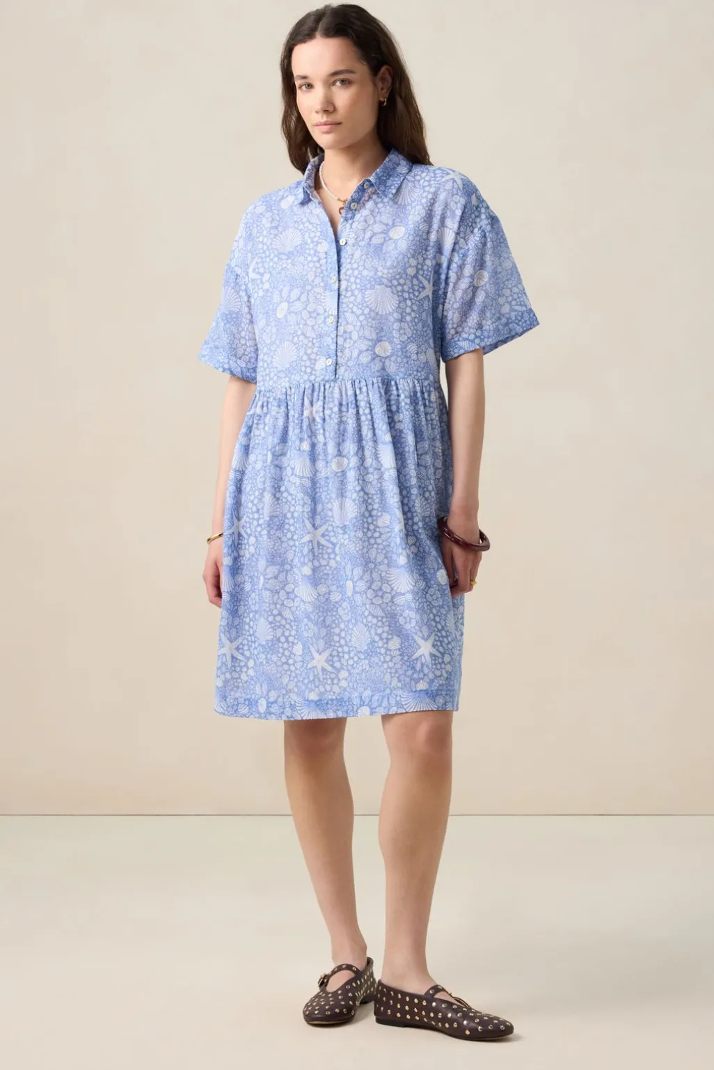 Blauwe jurk met print