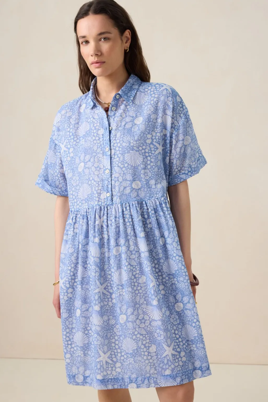 Blauwe jurk met print