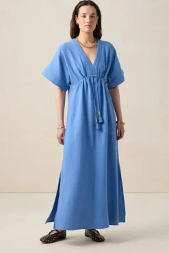Blauwe kaftan maxi-jurk