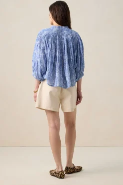 Blauwe oversized blouse met print