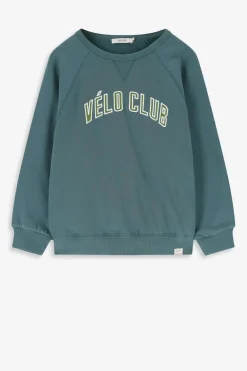 Blauwe raglan sweater met artwork