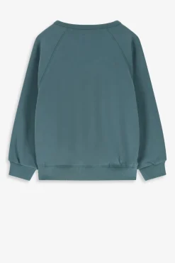 Blauwe raglan sweater met artwork