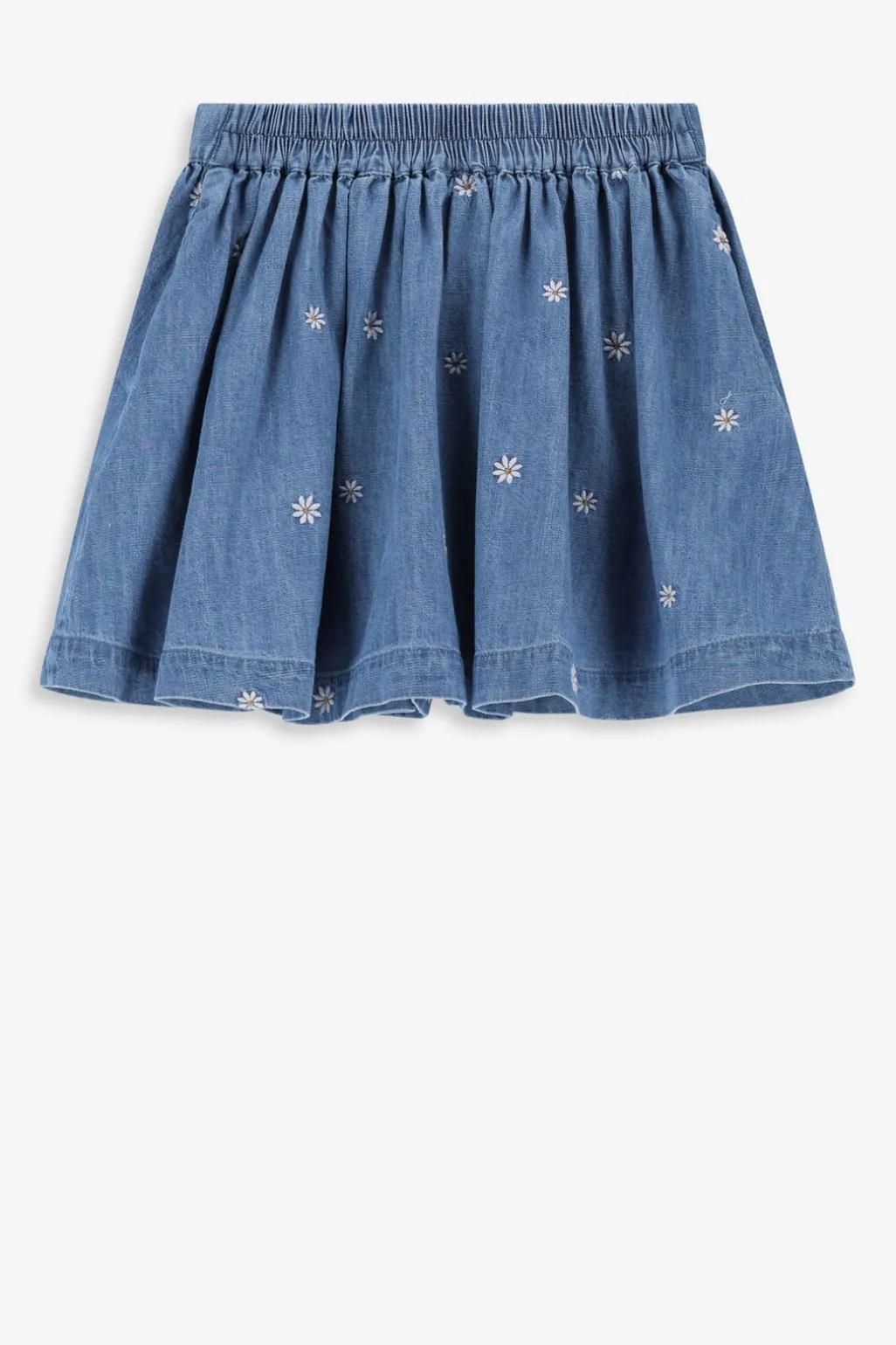 Blauwe rok met madeliefjes embroidery