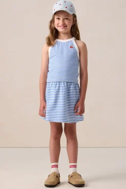 Blauwe rok met streeppatroon