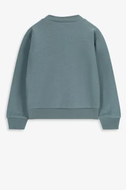 Blauwe sweater met hoge hals