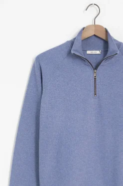 Blauwe sweater met rits