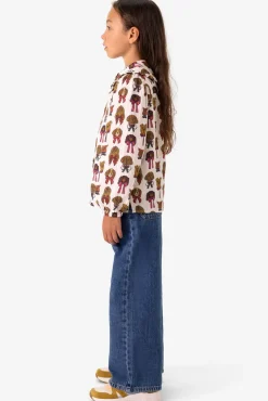 Blauwe wide leg jeans met smalle waistband