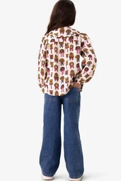 Blauwe wide leg jeans met smalle waistband