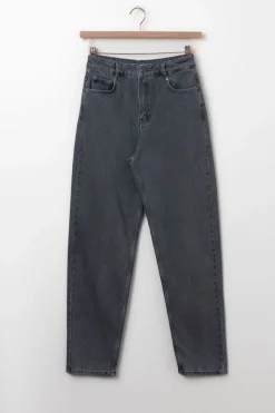 Bora donkergrijze high waist tapered jeans