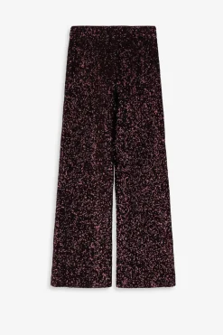 Bordeaux rode high rise broek met pailletten