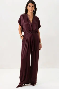 Bordeaux rode jumpsuit met open rug