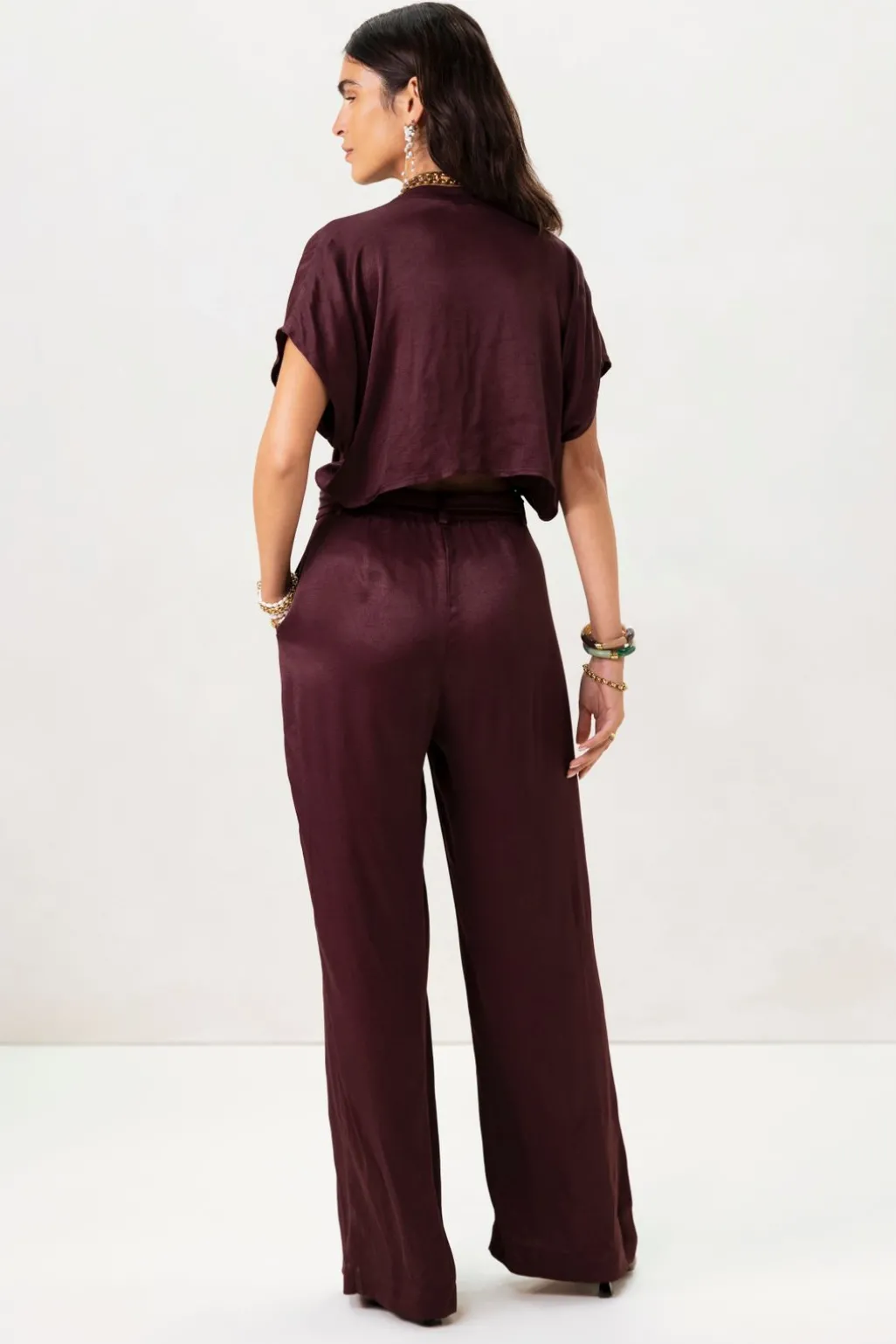 Bordeaux rode jumpsuit met open rug