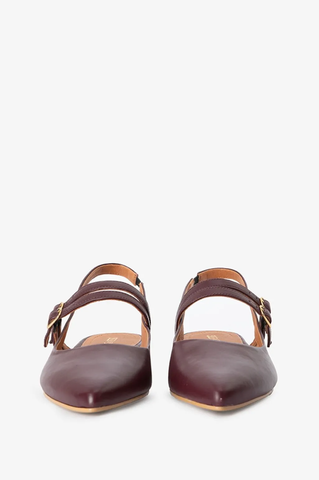 Bordeaux rode leren slingbacks met dubbele bandjes