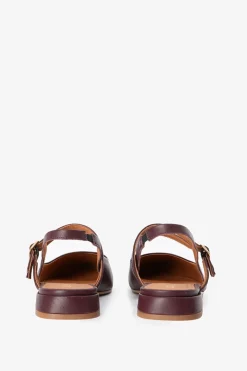 Bordeaux rode leren slingbacks met dubbele bandjes