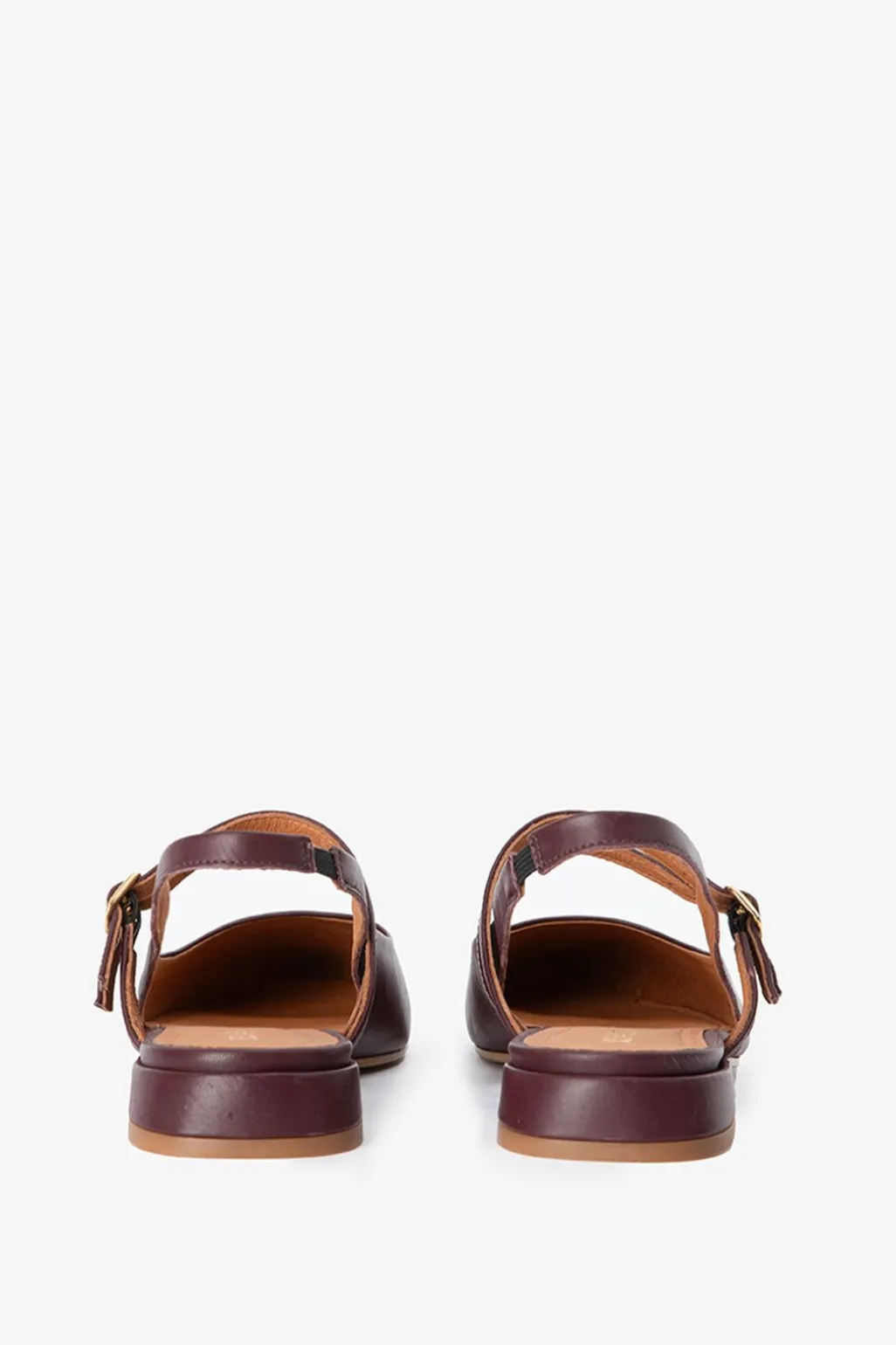 Bordeaux rode leren slingbacks met dubbele bandjes