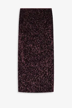 Bordeaux rode maxi rok met pailletten