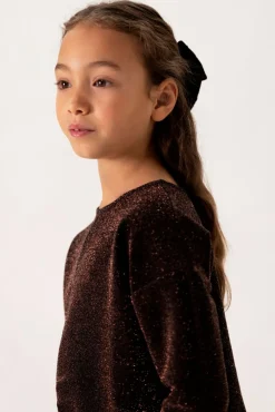 Bronskleurige longsleeve met knoopdetail