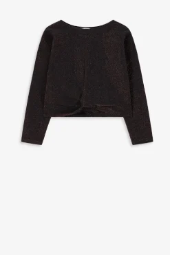 Bronskleurige longsleeve met knoopdetail
