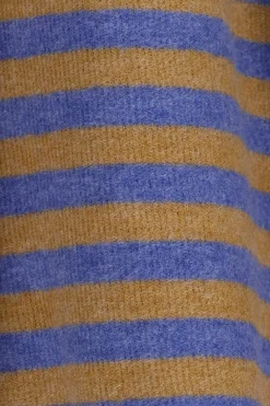 Bruin met blauw gestreepte sweater