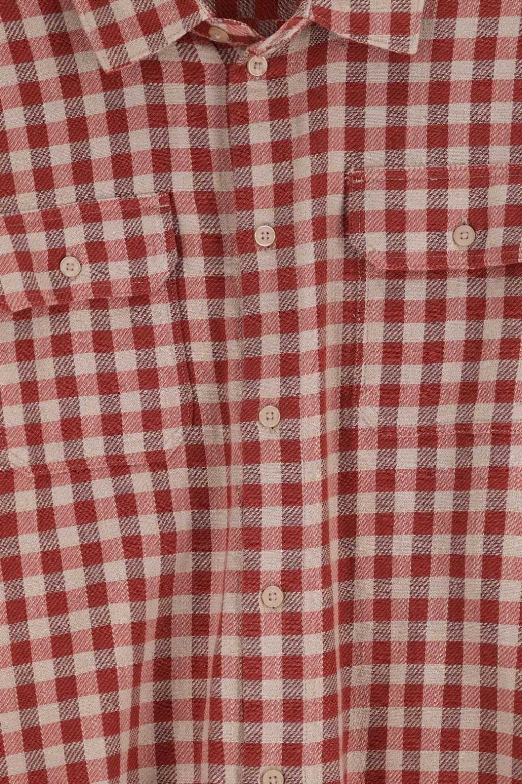 Bruin met rood geruit overhemd