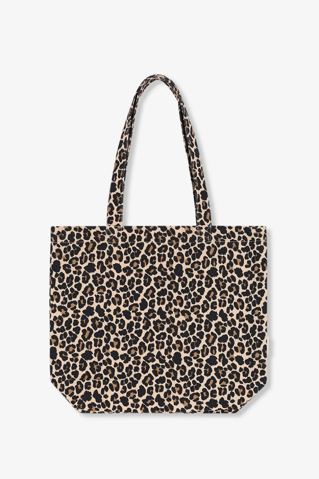 Bruine canvas shopper met leopard print