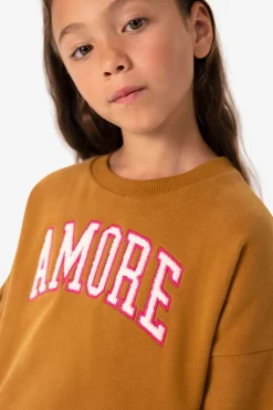 Bruine cropped sweater met artwork