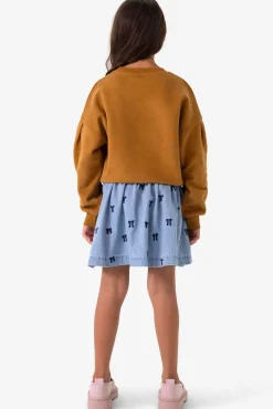 Bruine cropped sweater met artwork