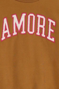 Bruine cropped sweater met artwork