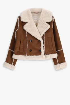 Bruine faux lammy jas
