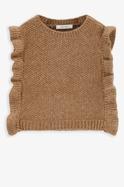 Bruine gebreide spencer met ruffles