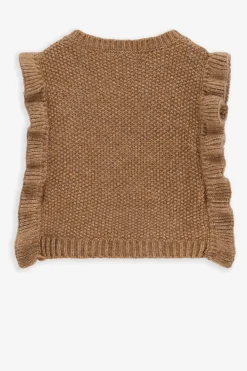 Bruine gebreide spencer met ruffles