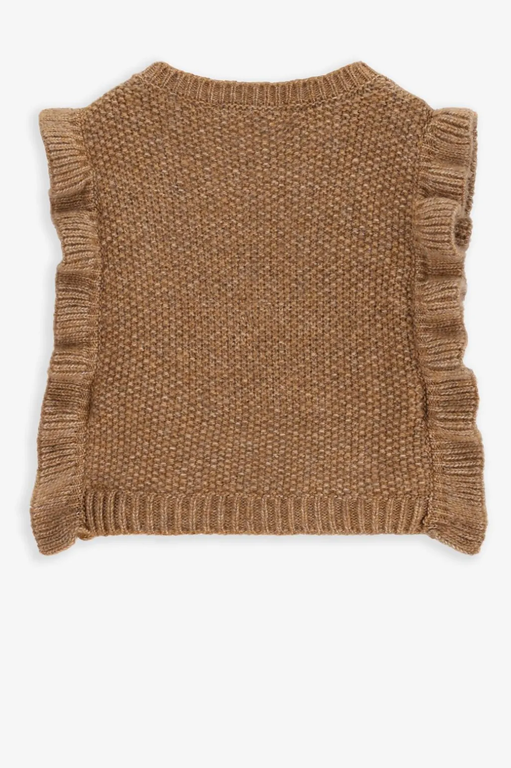 Bruine gebreide spencer met ruffles